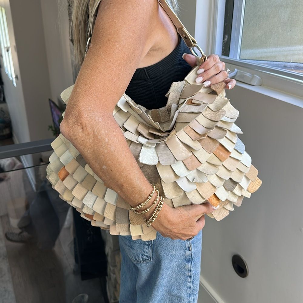 patchwork Multi-Tone Leather Patchwork Hobo Bag - Picture 2 of 14